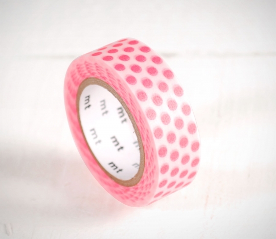 Washi tape de topos rosa flúor