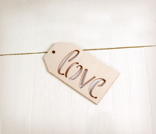 Etiqueta Love de madera