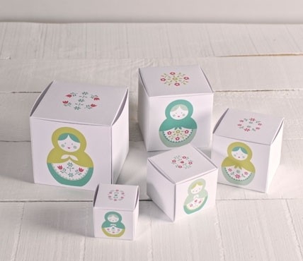 Printed boxes. Matryoshka dolls