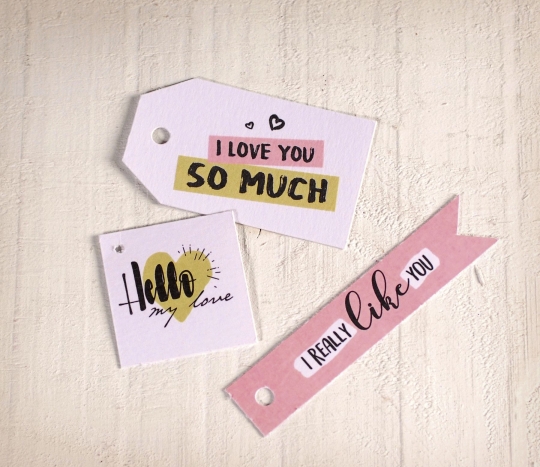 Kit di etichette stampate con messaggi d’amore