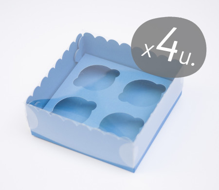 Caja para muffins de 4 espacios con cubierta de plástcio original