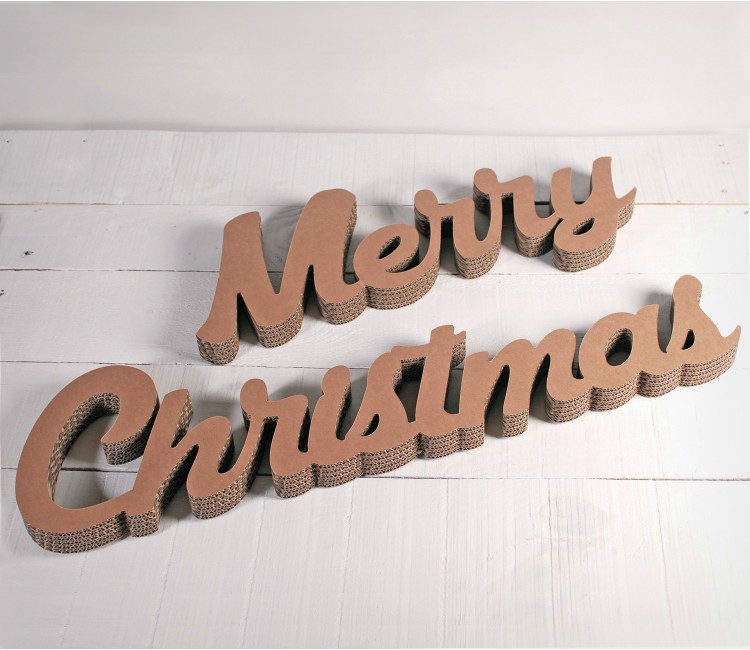 Scritta "Merry Christmas" Cartone | SelfPackaging
