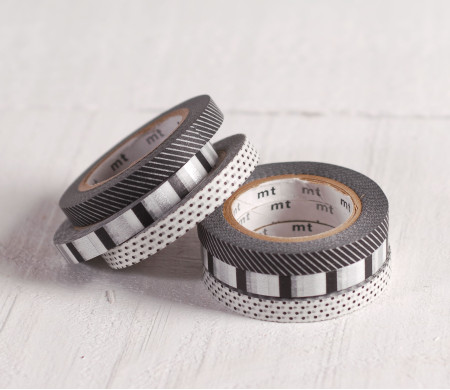 3 Washi tapes stampati in bianco e nero