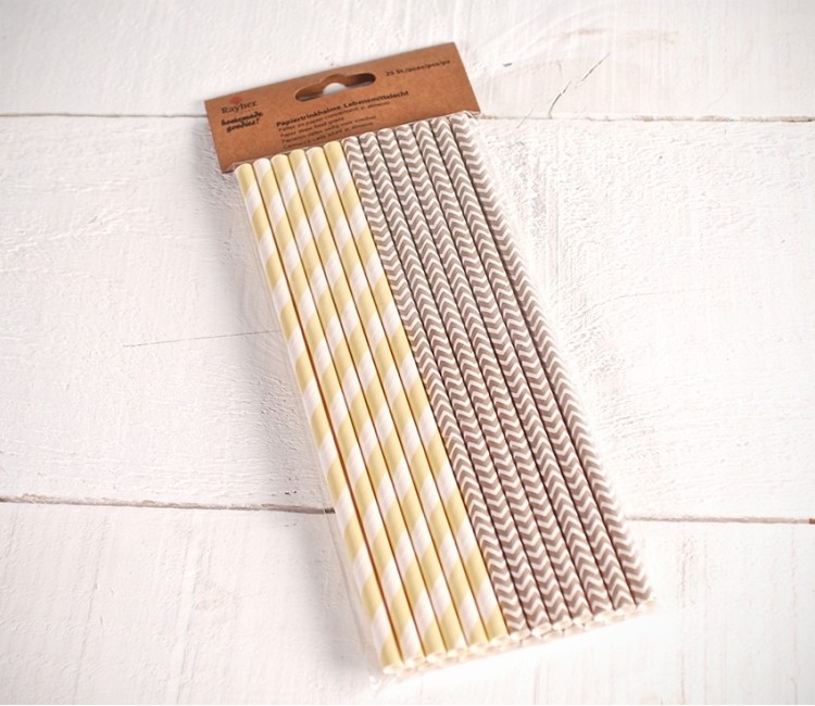 Paper Straws with Brown Stripes Paper Straws with Brown Stripes