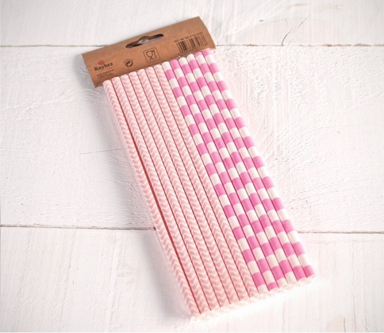 Pink Printed Paper Straws