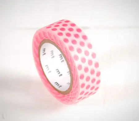 Fluorescent Pink Washi Tape with Spots to Decorate Gifts           