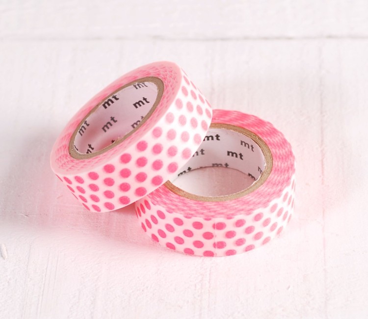 Fluorescent Pink Washi Tape with Spots to Decorate Gifts           