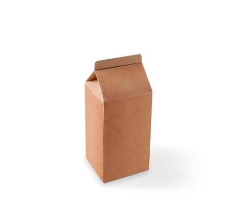 Caja regalo en forma de Tetrabrik en color kraft