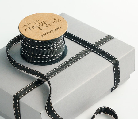 Nastro Grosgrain Nero a Pois | SelfPackaging