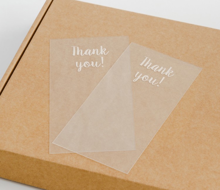 Transparentes Etikett "Danke" für Sendungen Transparentes Etikett "Danke" für Sendungen