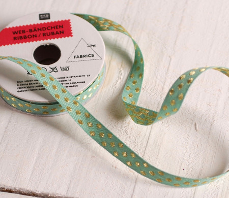 Mint ribbon with gold sparkle