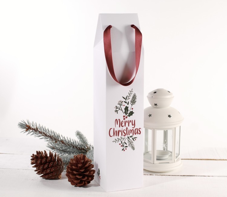 Boîte en carton pour vin avec impression de Noël
