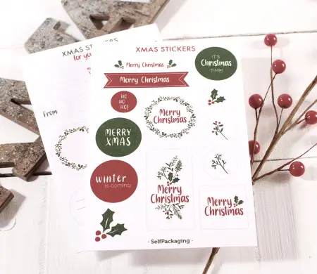 Set d'autocollants de noël Personnalisé | SelfPackaging