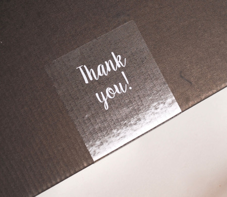 Étiquette transparente "Thank you" pour les colis