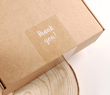 Étiquette transparente "Thank you" pour les colis