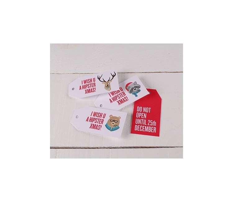 Étiquettes cadeaux imprimées Hipster Xmas