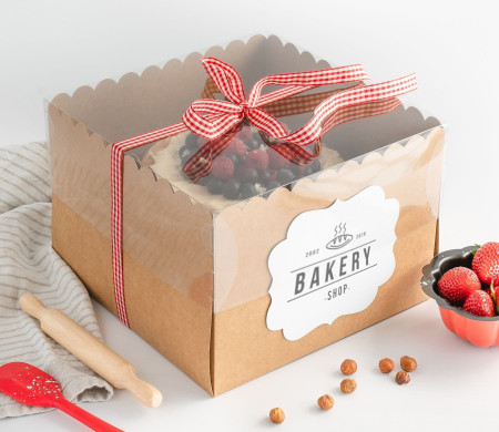 Caja para Tartas y Pasteles, con Tapa Transparente