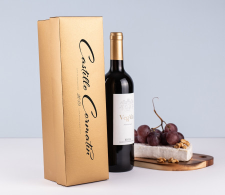 Caja individual de vino o cava forrada con tapa