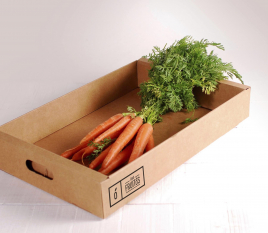 Cardboard box for fruits and vegetables.