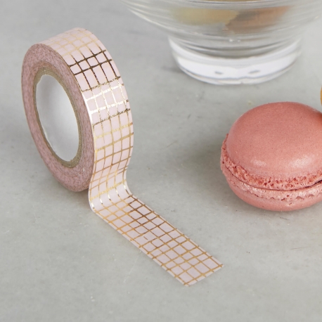 Pink washi tape with gold checks