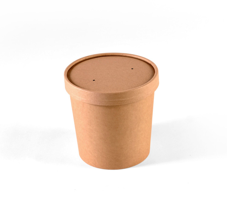 Pot à soupe kraft avec couvercle pour take away Pot à soupe kraft avec couvercle pour take away