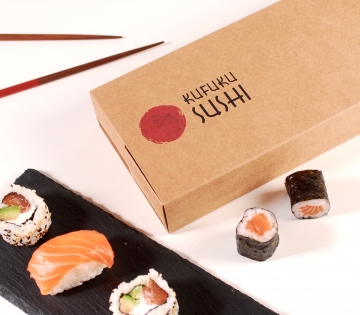 Schachtel für Sushi mit Fächern